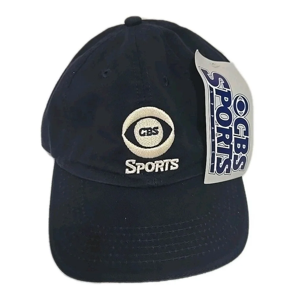 NWT Vtg 90s CBS Sports Hat K-Products Made In USA Navy‎ White Deadstock Cap
